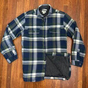 Men's Blue and Green Plaid Shirt